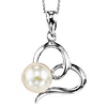 Freshwater Pearl Heart Pendant in Sterling Silver /142PW