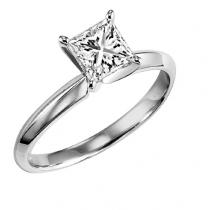 1/2 ct Princess Cut Diamond Solitaire Engagement Ring in 14K White Gold /5622E 