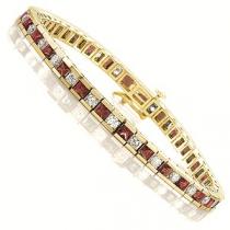 14K Gold Diamond & Ruby Breacelet:B130RYC