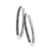 Silver  Black Diamond Earrings 1/4 ctw / FE1119