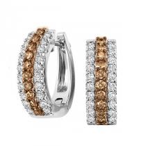 1 ctw Brown & White Diamond Earrings in 14K White Gold / FE1135