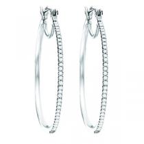 Silver  Diamond Hoop Earrings 3/8 ctw / FE1160