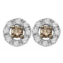 Silver Brown Diamond Earrings 1/3 ctw / FE1174