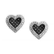 1/4 ctw Black & White Diamond Earrings in Sterling Silver / FE4071