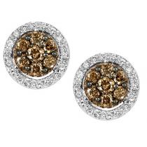 3/8 ctw Brown & White Diamond Earrings in 14K White Gold / FE4076