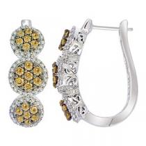 1 ctw Brown & White Diamond Earrings in 14K White Gold / FE4083