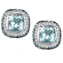 Silver Blue and White Diamonds with Blue Topaz Earrings/FE4118