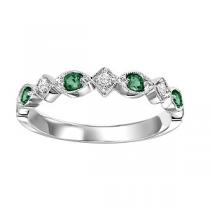 Emerald & Diamond Ring in 10K White Gold /FR1028