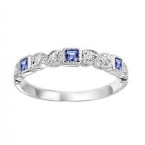 Sapphire & Diamond Ring in 10K White Gold /FR1029