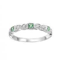 Emerald & Diamond Ring in 10K White Gold/FR1036