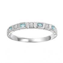 Aquamarine & Diamond Ring in 10K White Gold / FR1260