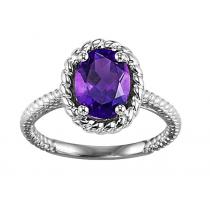 Amethyst Ring in 10K White Gold /FR4032