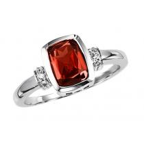 Garnet & Diamond Ring in 10K White Gold /FR4035