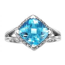 Blue Topaz Ring in 10K White Gold / FR4055B