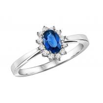 Sapphire & Diamond Ring in 14K White Gold /FR4063