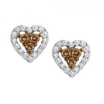 1/3 ctw Brown & White Diamond Earrings in 10K White Gold / NE280