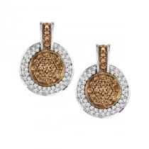 3/4 ctw Brown & White Diamond Earrings in 14K White Gold / NE283-10P
