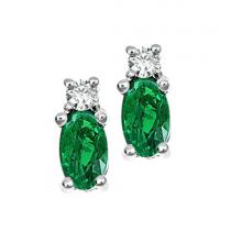 Emerald & Diamond Earrings set in 14K Gold