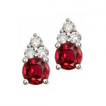 Ruby & Diamond Earrings set in 14K Gold