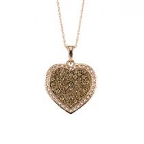 14K White Gold White & Brown Diamond Heart Pendant:NP653W