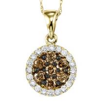 Yellow Gold Brown and White Diamond Pendant 3/4 ctw:NP668Y
