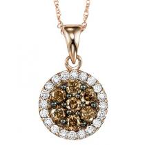 Pink Gold Brown and white Diamond Pendant 1/2 ctw:NP695P
