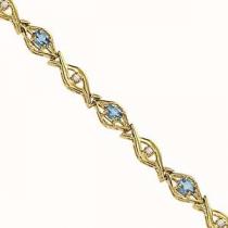 14 K Yellow Gold Diamond & Blue Topaz Bracelet / PK446YBC