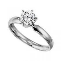 1 ct Round Cut Diamond Solitaire Engagement Ring in 14K White Gold /SRBF100