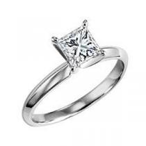 1 ct Princess Cut Diamond Solitaire Engagement Ring in 14K White Gold /SRBFP100